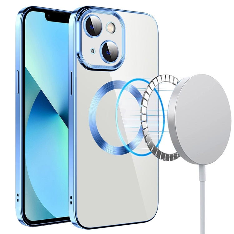 Avelena | iPhone 14 Elektroplating MagSafe TPU Handyhülle mit Objektivfolie - Sierra Blau