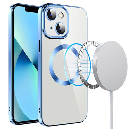 Avelena | iPhone 14 Elektroplating MagSafe TPU Handyhülle mit Objektivfolie - Sierra Blau