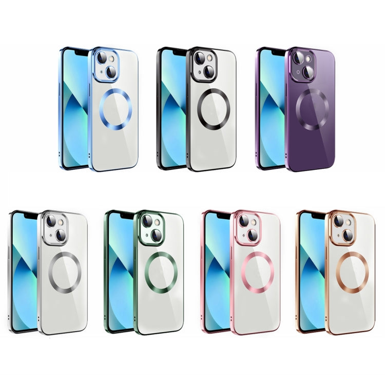 Avelena | iPhone 14 Elektroplating MagSafe TPU Handyhülle mit Objektivfolie - Sierra Blau