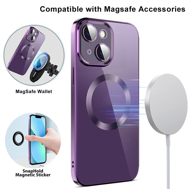 Avelena | iPhone 14 Elektroplating MagSafe TPU Handyhülle mit Objektivfolie - Sierra Blau