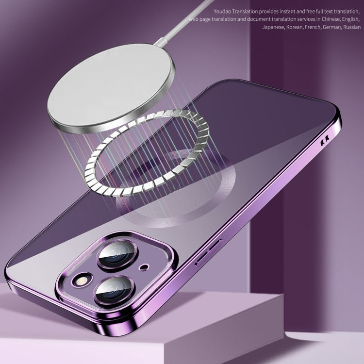 Avelena | iPhone 14 Elektroplating MagSafe TPU Handyhülle mit Objektivfolie - Sierra Blau