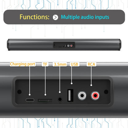 Avelena | BS-10 Bluetooth 5.0 Lautsprecher TV Soundbar mit Fernbedienung (Schwarz)