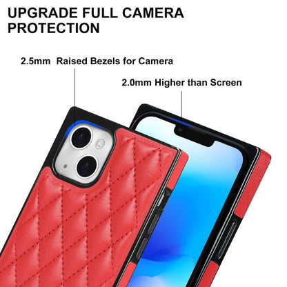 Avelena | iPhone 14 Crossbody Rauten-Mikrofaser-Leder-Handyhülle - Rot