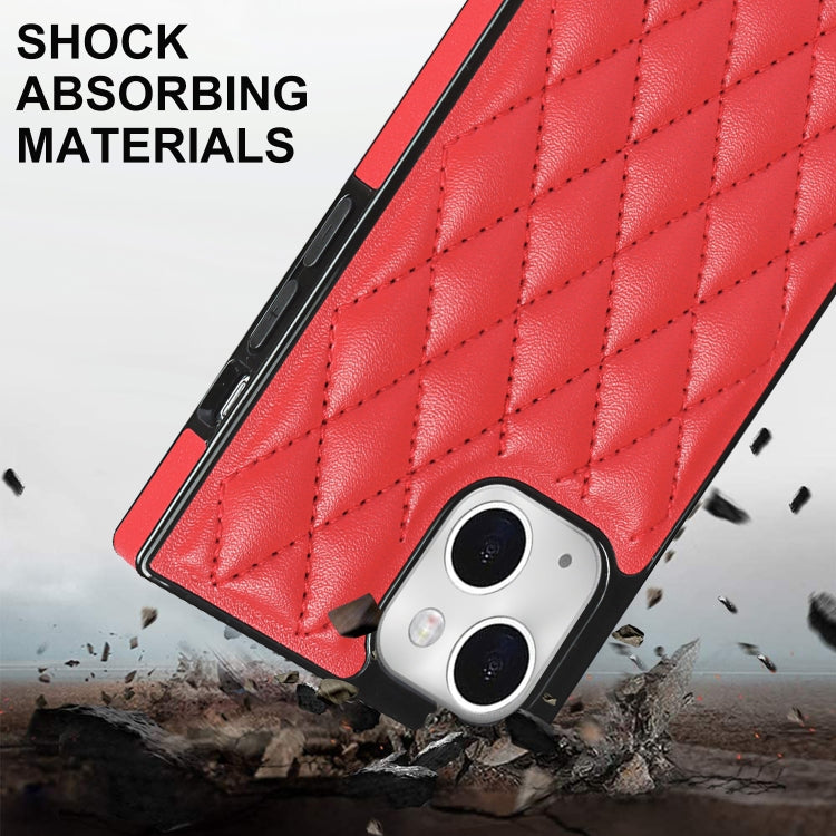 Avelena | iPhone 14 Crossbody Rauten-Mikrofaser-Leder-Handyhülle - Rot