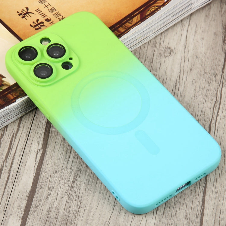 Avelena | iPhone 14 Flüssiges TPU Silikon Gradient MagSafe Handyhülle - Cyan Blau