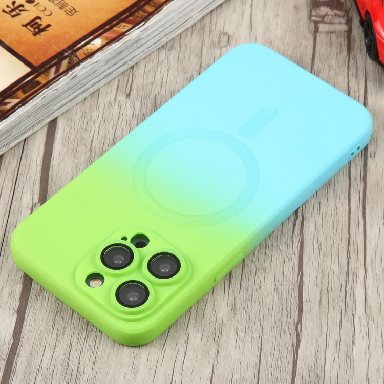 Avelena | iPhone 14 Flüssiges TPU Silikon Gradient MagSafe Handyhülle - Cyan Blau