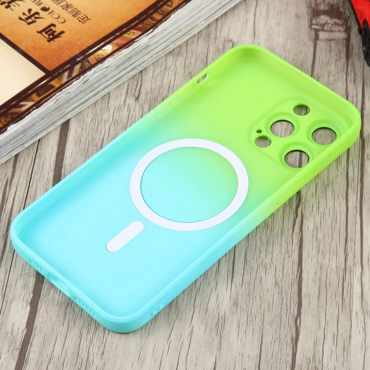Avelena | iPhone 14 Flüssiges TPU Silikon Gradient MagSafe Handyhülle - Cyan Blau