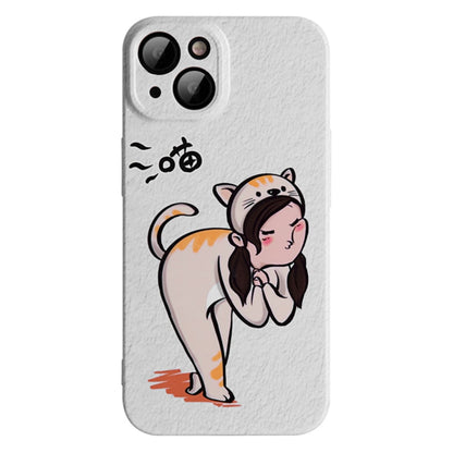 Avelena | iPhone 14 Cartoon Tier Süßherz Stil PC Schutz Handyhülle - Katze