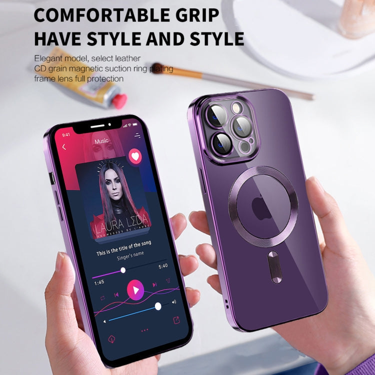 Avelena | iPhone 14 CD-Texturplatten TPU MagSafe-Handyhülle mit Linsenfilm - Sierra Blau