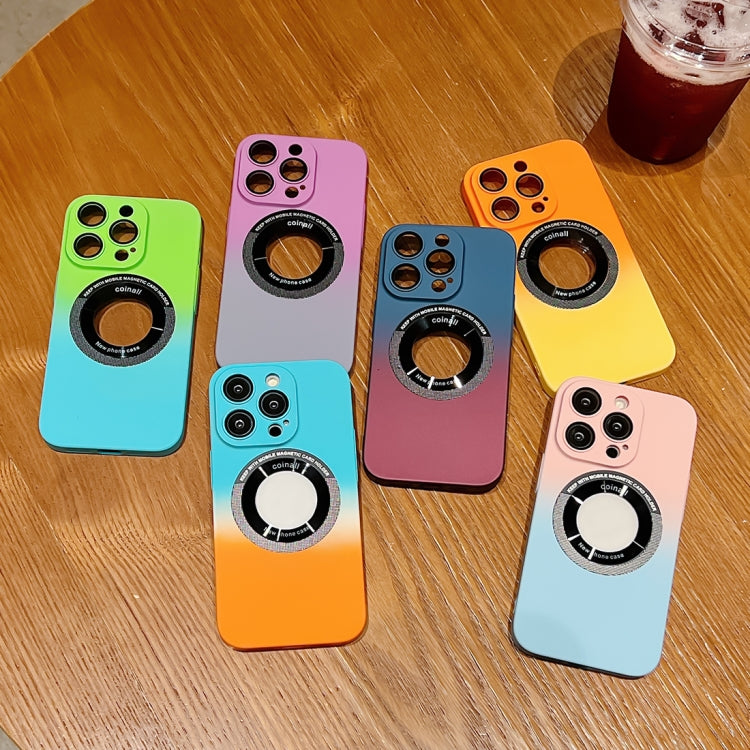 Avelena | iPhone 14 Gradient Skin Feel MagSafe Magnetic Phone Case - Rosa + Blau
