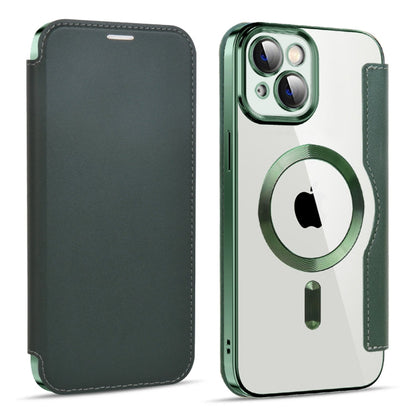 Avelena | iPhone 14 MagSafe Magnet RFID Anti-Diebstahl Leder Handyhülle - Dunkelgrün