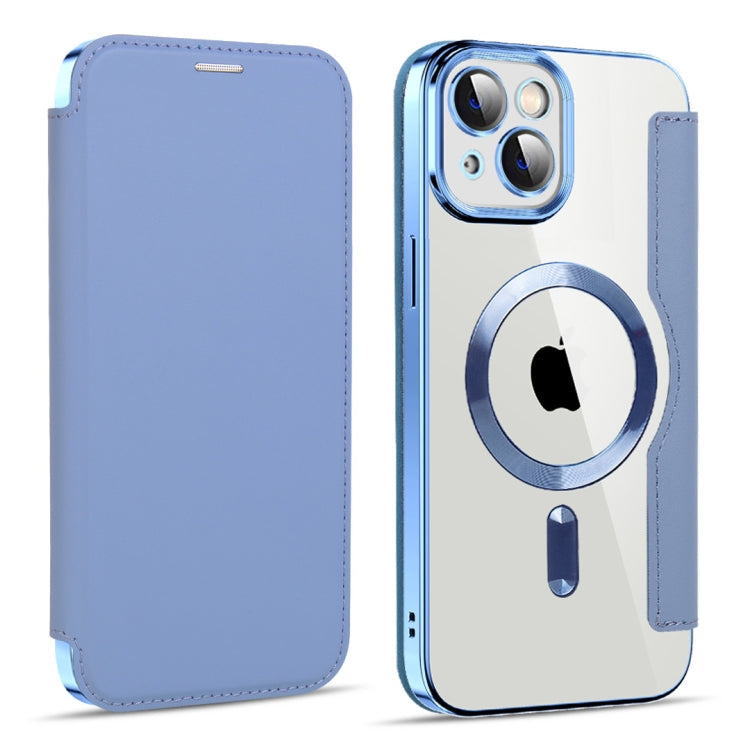 Avelena | iPhone 14 MagSafe Magnetische RFID Diebstahlschutz Leder Handyhülle - Sierra Blau