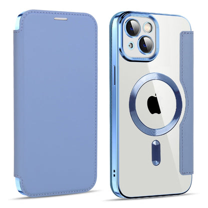 Avelena | iPhone 14 MagSafe Magnetisches RFID Anti-Diebstahl Leder Handyhülle - Sierra Blau