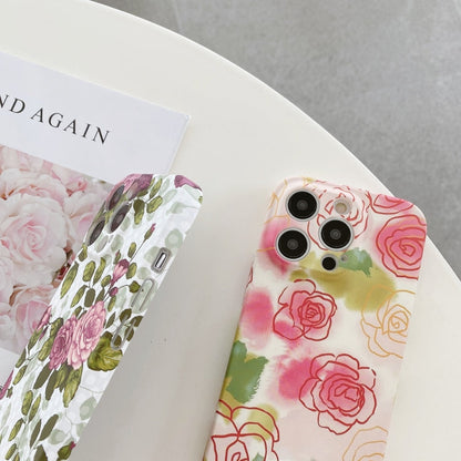 Avelena | iPhone 14 Plus Wasser Aufkleber Blumenmuster PC Handyhülle - Bunte Blumen