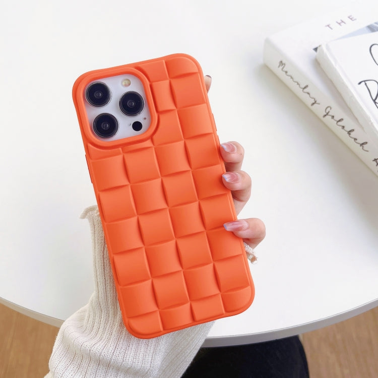Avelena | iPhone 14 3D Würfelgewebe Textur Hautgefühl Handyhülle - Orange