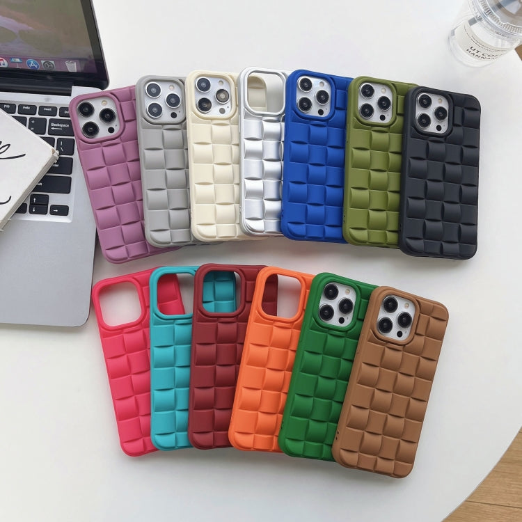 Avelena | iPhone 14 3D Würfelgewebe Textur Hautgefühl Handyhülle - Orange