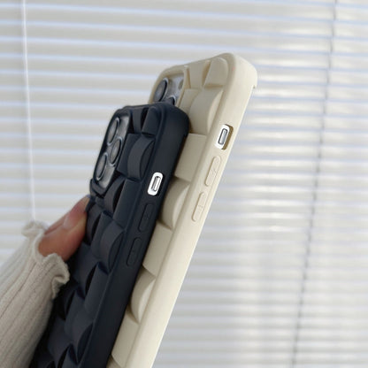 Avelena | iPhone 14 3D Würfelgewebe Textur Hautgefühl Handyhülle - Orange