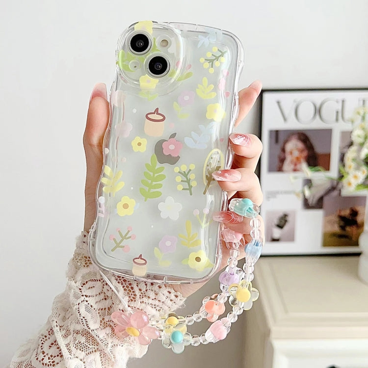 Avelena | iPhone 14 Kleines Blumentelefonetui mit Armband - Grüner Zweig