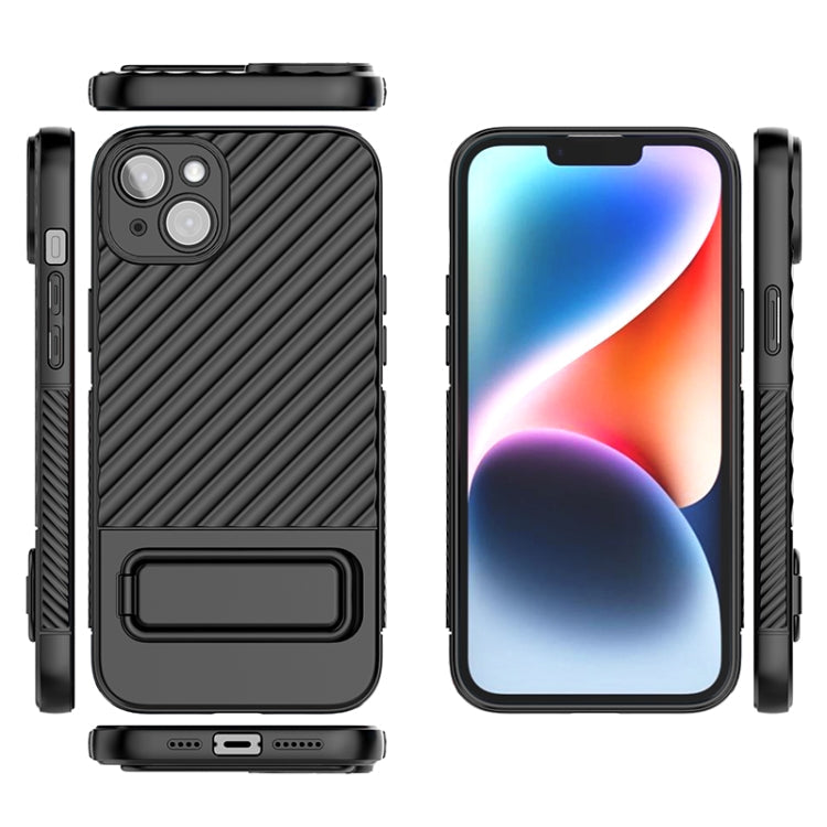 Avelena | iPhone 14 Plus Wavy Texture TPU Handyhülle mit Objektivfolie - Blau