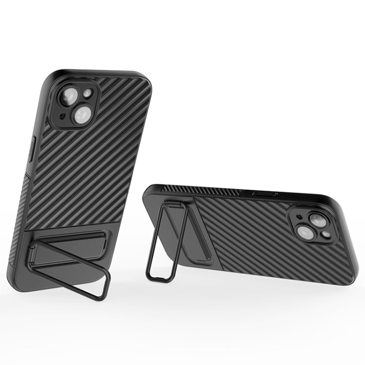 Avelena | iPhone 14 Plus Wavy Texture TPU Handyhülle mit Objektivfolie - Blau