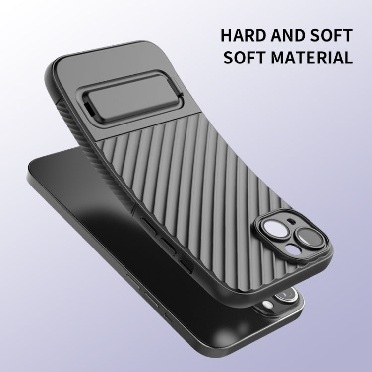 Avelena | iPhone 14 Plus Wavy Texture TPU Handyhülle mit Objektivfolie - Blau