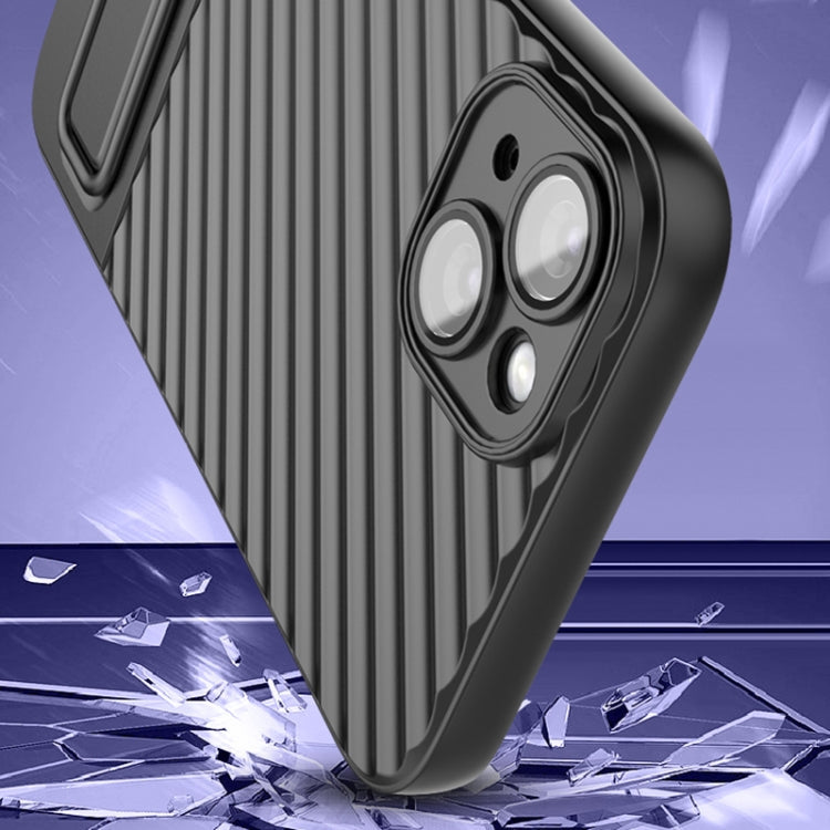 Avelena | iPhone 14 Plus Wavy Texture TPU Handyhülle mit Objektivfolie - Blau