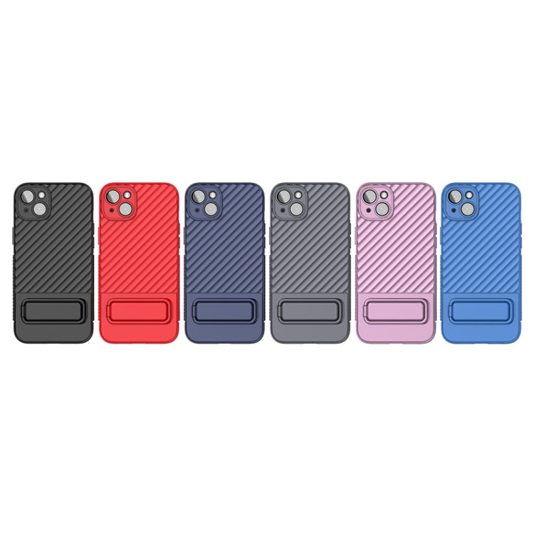 Avelena | iPhone 14 Plus Wavy Texture TPU Handyhülle mit Objektivfolie - Blau