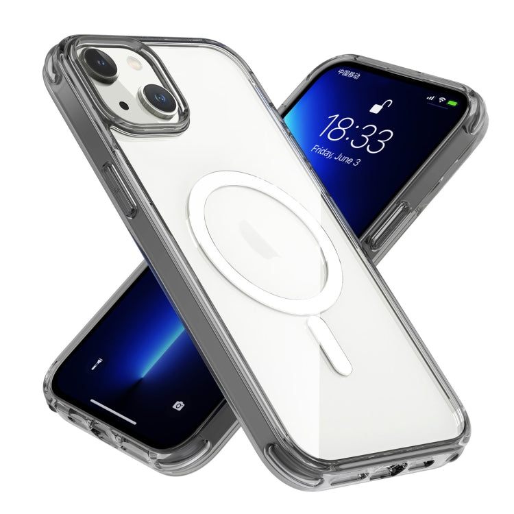 Avelena | iPhone 14 Plus Magsafe Magnet Airbag stoßfest TPU + PC Handyhülle - Transparent Grau