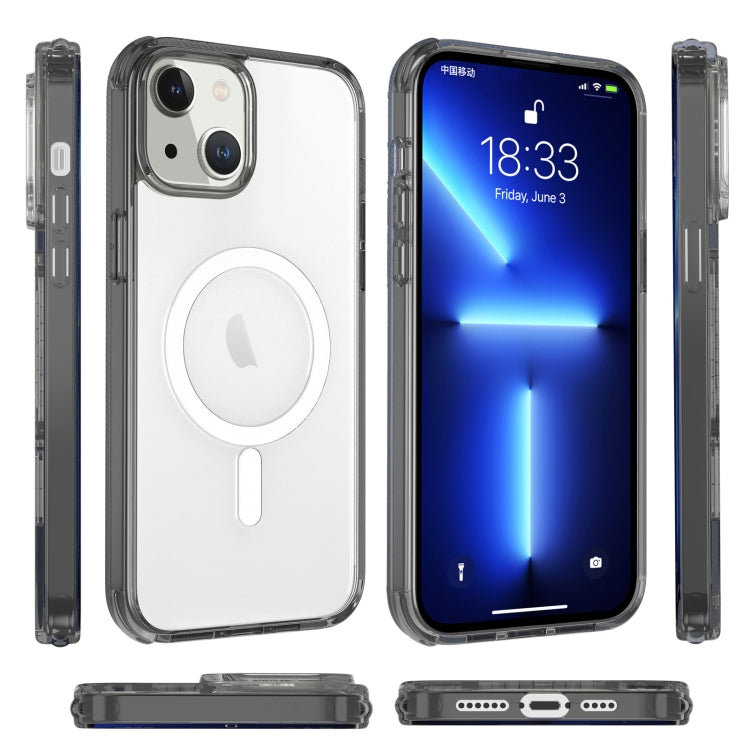Avelena | iPhone 14 Plus Magsafe Magnet Airbag stoßfest TPU + PC Handyhülle - Transparent Grau
