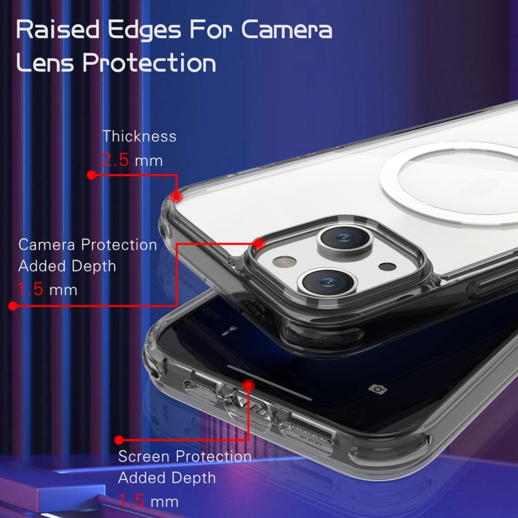 Avelena | iPhone 14 Plus Magsafe Magnet Airbag stoßfest TPU + PC Handyhülle - Transparent Grau