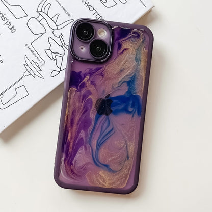 Avelena | iPhone 14 Ölmalerei Elektroplattierung TPU Handytasche - lila