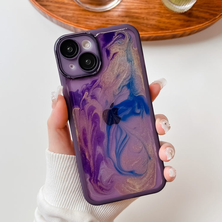 Avelena | iPhone 14 Ölmalerei Elektroplattierung TPU Handytasche - lila