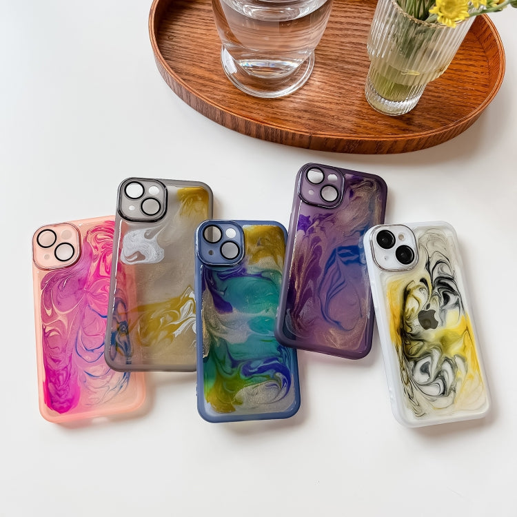 Avelena | iPhone 14 Ölmalerei Elektroplattierung TPU Handytasche - lila