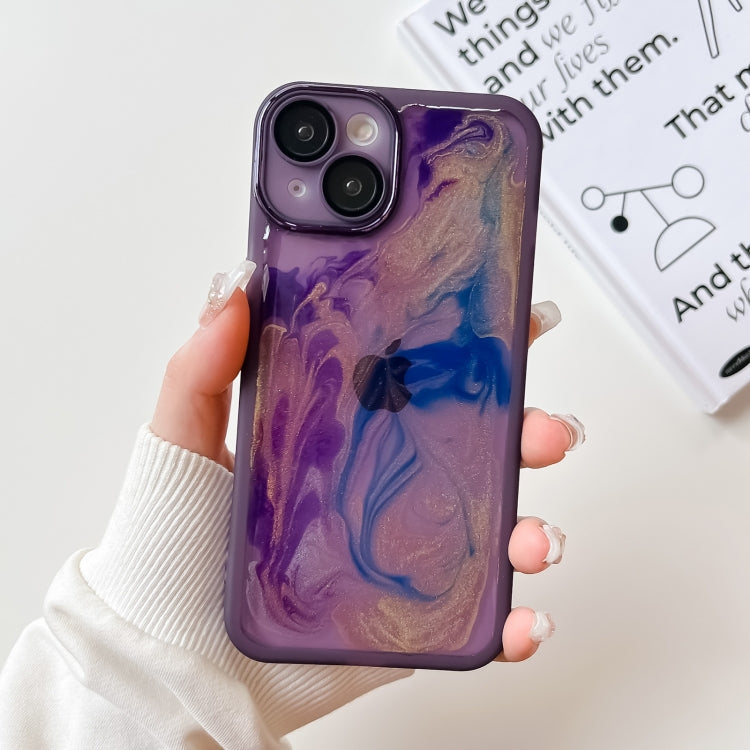 Avelena | iPhone 14 Ölmalerei Elektroplattierung TPU Handytasche - lila