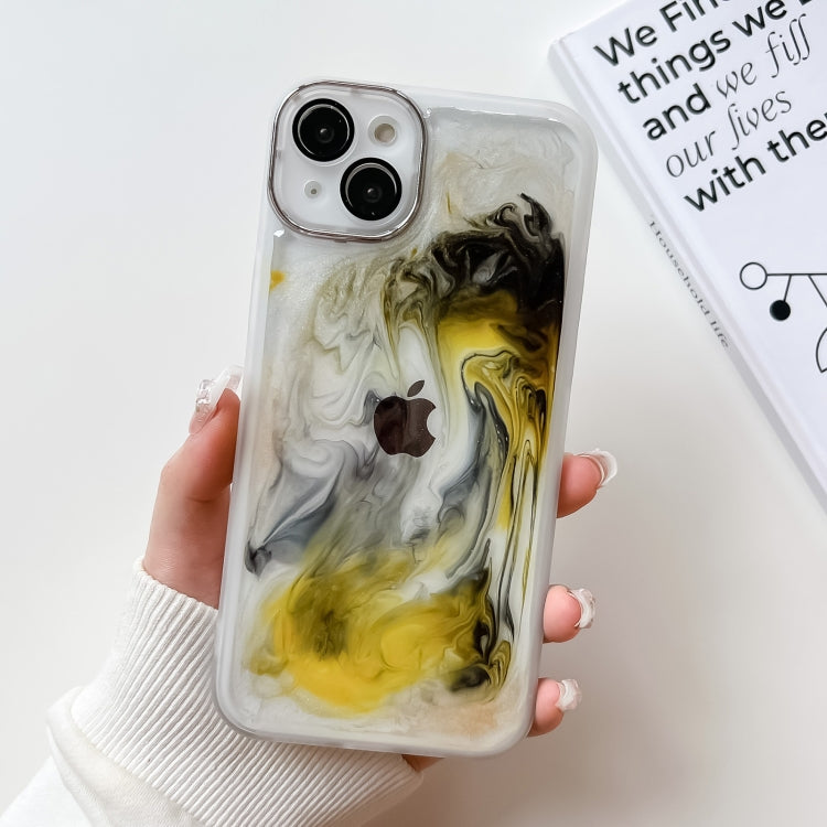 Avelena | iPhone 14 Plus Ölgemälde Elektroplattierung TPU Handyhülle - Weiß