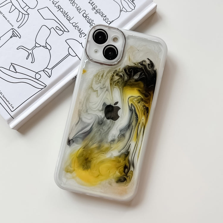 Avelena | iPhone 14 Plus Ölgemälde Elektroplattierung TPU Handyhülle - Weiß