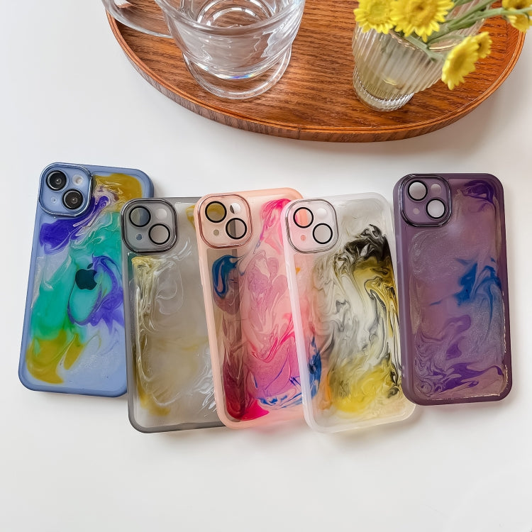 Avelena | iPhone 14 Plus Ölgemälde Elektroplattierung TPU Handyhülle - Weiß