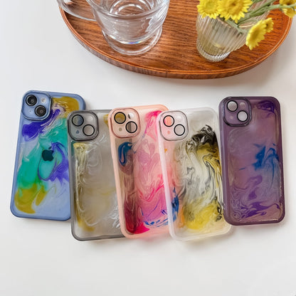 Avelena | iPhone 14 Plus Ölgemälde Elektroplattierung TPU Handyhülle - Weiß