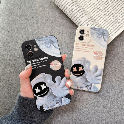 Avelena | iPhone 14 Pro Max Martian Astronaut Muster Stoßfeste Handytasche - Weiß