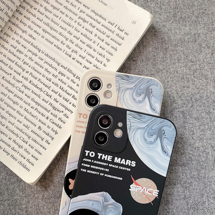 Avelena | iPhone 14 Pro Max Martian Astronaut Muster Stoßfeste Handytasche - Weiß