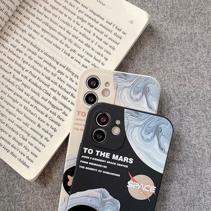Avelena | iPhone 14 Pro Max Martian Astronaut Muster Stoßfeste Handytasche - Weiß