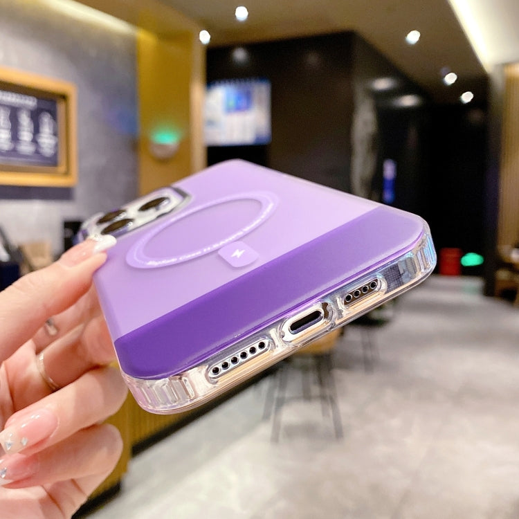 Avelena | iPhone 15 PC + TPU IMD MagSafe Magnet Handyhülle - Grau