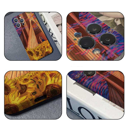Avelena | iPhone 14 Präzise Loch Ölmalerei Muster PC Handyhülle - Architekturmalerei