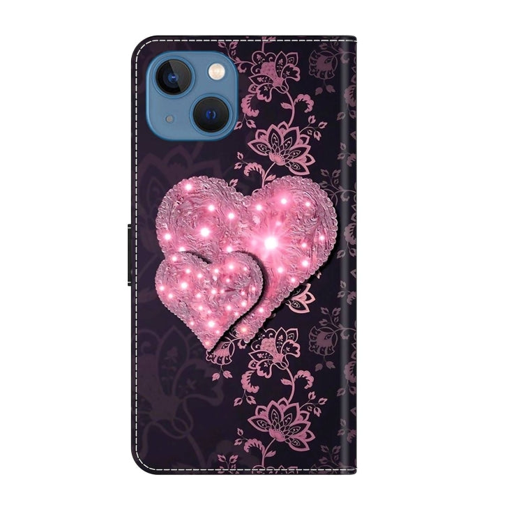Avelena | iPhone 13 / 14 Kristall 3D Stoßfest Schutzhülle aus Leder - Lace Love
