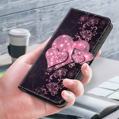 Avelena | iPhone 13 / 14 Kristall 3D Stoßfest Schutzhülle aus Leder - Lace Love
