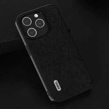Avelena | Iphone 14 Plus Abeel Kreuzstruktur Echtes Leder Handytasche - Schwarz