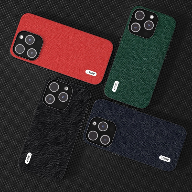 Avelena | Iphone 14 Plus Abeel Kreuzstruktur Echtes Leder Handytasche - Schwarz