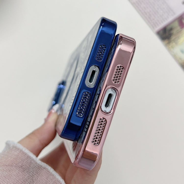 Avelena | iPhone 14 elektroplattierte Schaltkreis-Muster MagSafe-Handyhülle - Sierra Blau