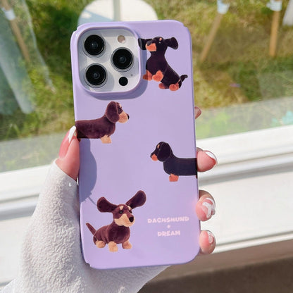 Avelena | Iphone 14 Plus Bemaltes Muster Pc Handyhülle - Dachshund Hund