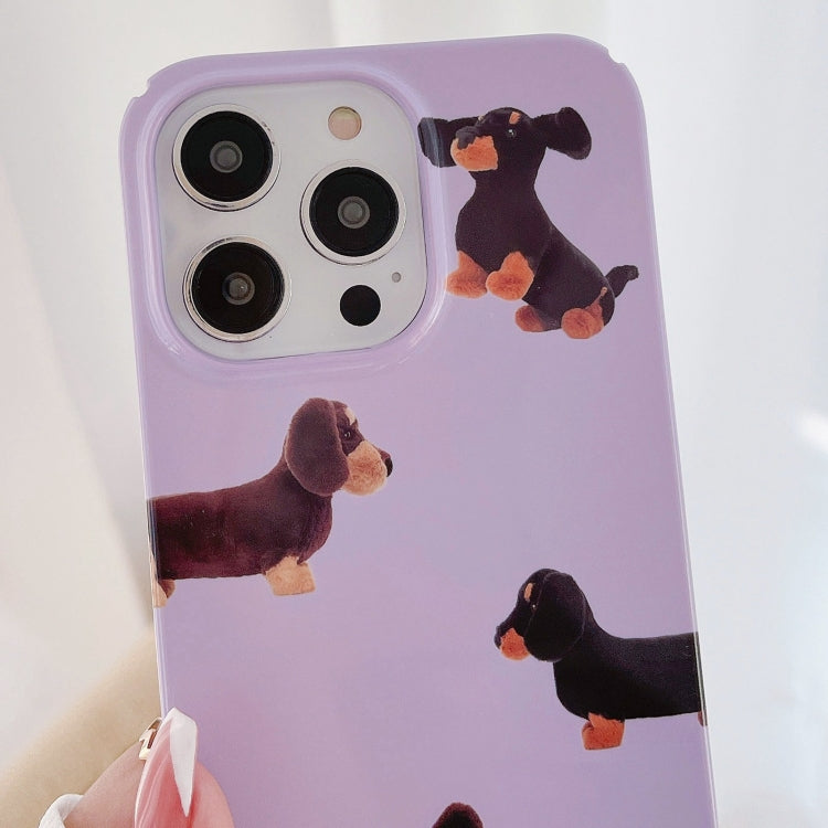 Avelena | Iphone 14 Plus Bemaltes Muster Pc Handyhülle - Dachshund Hund